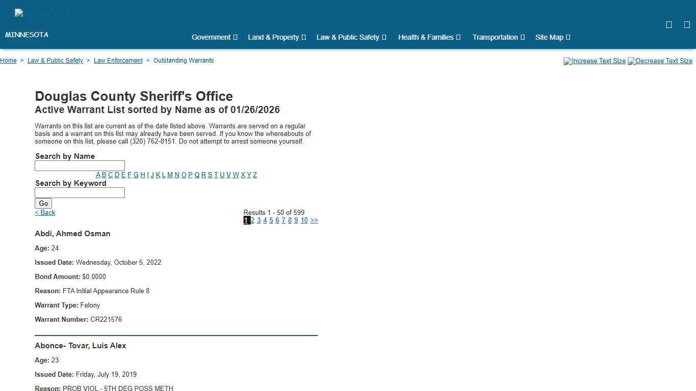 Douglas County Outstanding Warrants